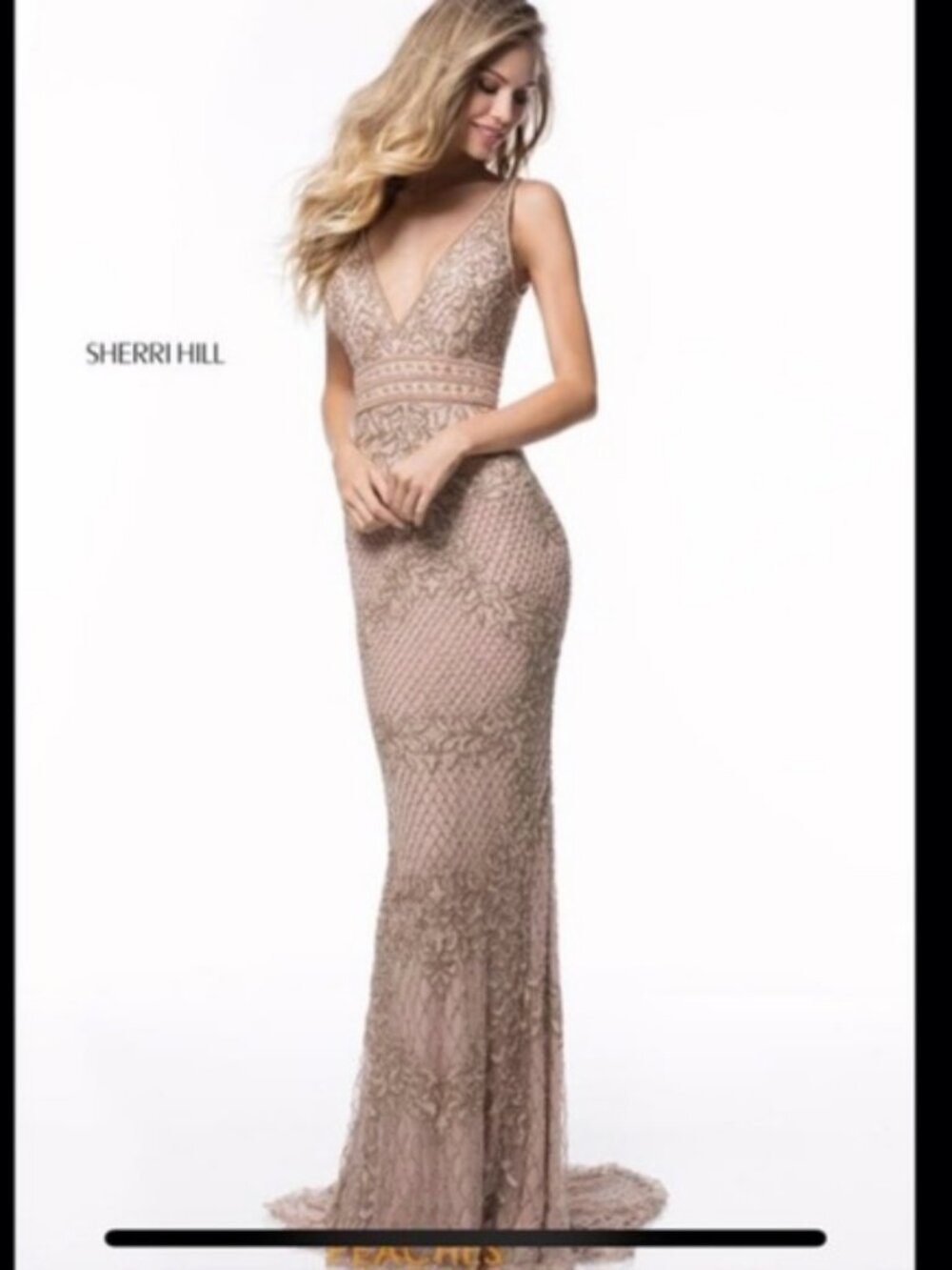 Sherri hill blush pink beaded gown. Size 4.